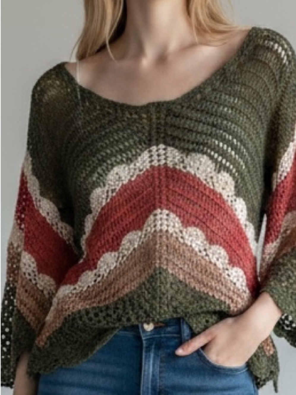 BETTE PAIGE Silk Crochet Knit  Bell Slit Sleeve Top Shirt boho whimsigoth size S